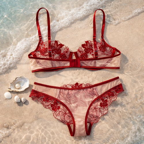 'La Vie en Rouge' Lingerie Set
